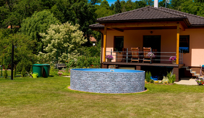 Piscine cu carcasă metalică AZURO 402DL STONE, rotund 4,6x1,2m cu utilaj BASIC în Chișinău